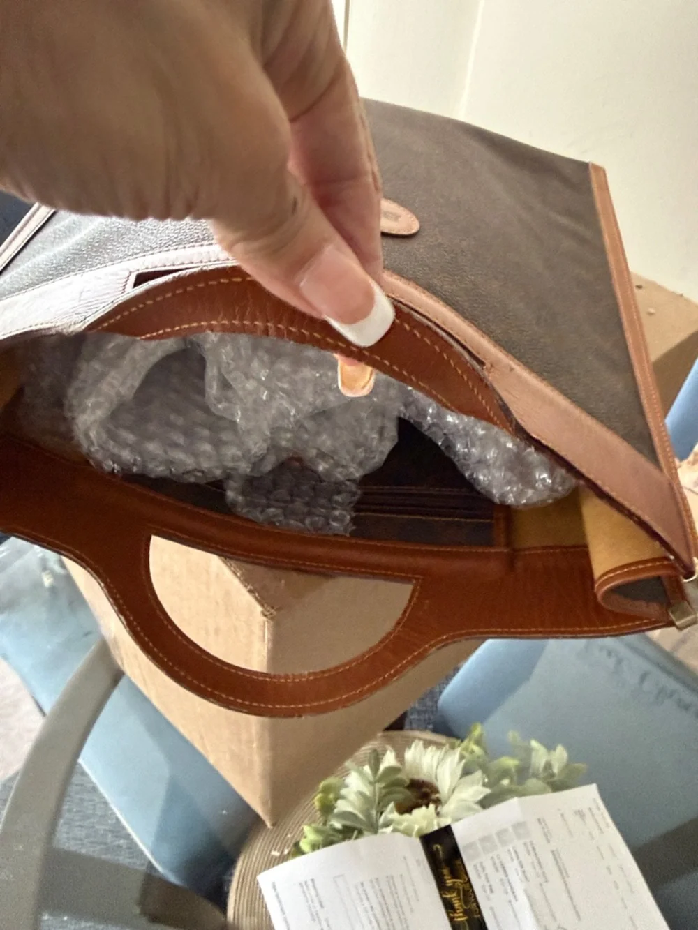 Bally Brown Monogram Tote with Tan Trim authentic